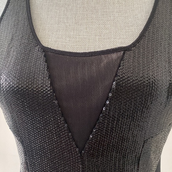 BCBG Max Azria Fatale Bodycon Sequin Sheer Panel Party Dress Black Size 6 - Picture 12 of 16